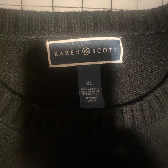 Ugly Christmas Sweater  Karen Scott XL Black Snowmen Snowflakeslong sleeve cute - Picture 7 of 10